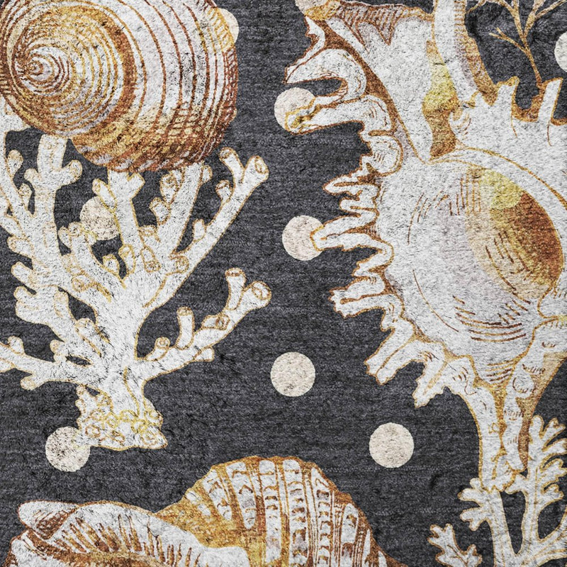 9' X 12' Midnight And Chocolate Animal Print Shag Washable Area Rug With UV Protection