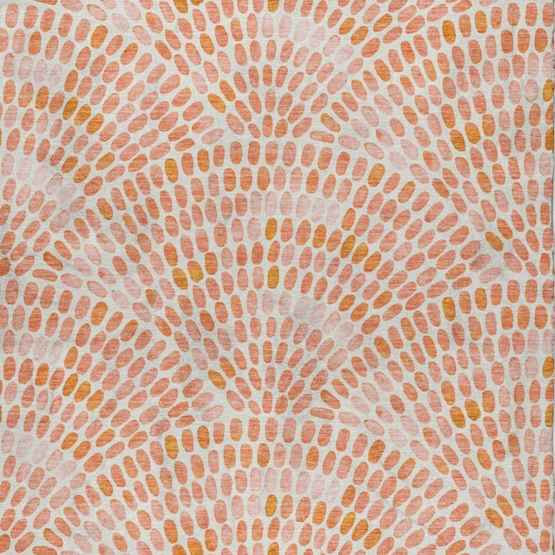 5' X 8' Peach And Orange Geometric Shag Washable Area Rug With UV Protection