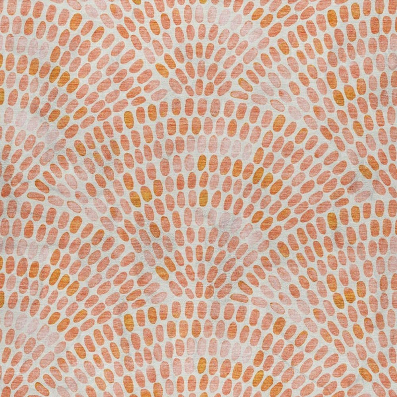 5' X 8' Peach And Orange Geometric Shag Washable Area Rug With UV Protection