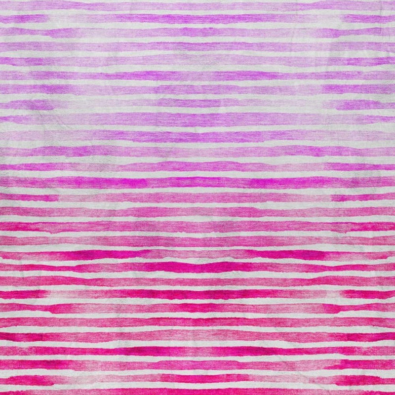 5' X 8' Pink And Red Striped Shag Washable Area Rug With UV Protection