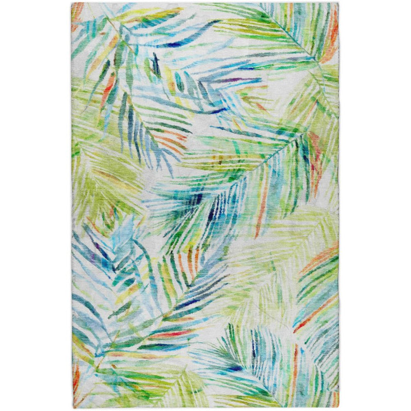 9' X 12' Ivory And Navy Blue Floral Shag Washable Area Rug With UV Protection
