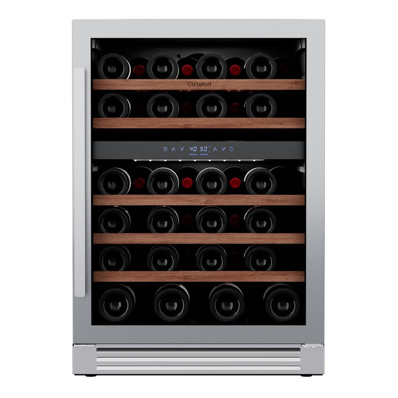 34" X 24" Clear and Silver Stainless Steel Dual Compartment Wine Refrigerator