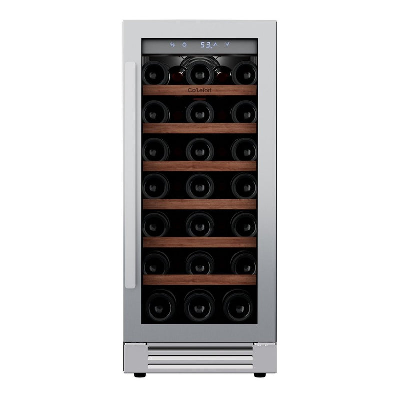 34" X 15" Clear and Silver Stainless Steel Single Compartment Wine Refrigerator