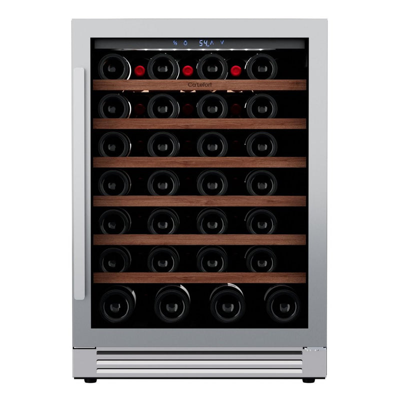34" X 24" Clear and Silver Stainless Steel Single Compartment Wine Refrigerator