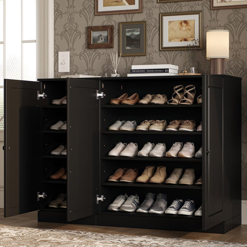 Black 30 Solid WoodShoe Storage Cabinet