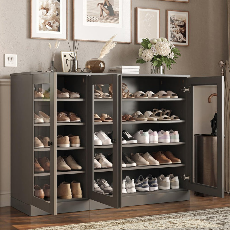 Gray 30 Solid WoodShoe Storage Cabinet
