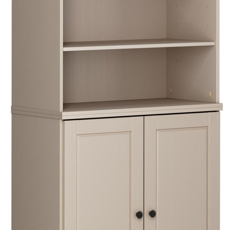 32" Beige Solid Wood Raised Panel Double Door Linen Cabinet