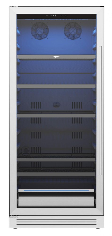 55" X 23" Silver and Black Stainless Steel Single Compartment Can Beverage Refrigerator