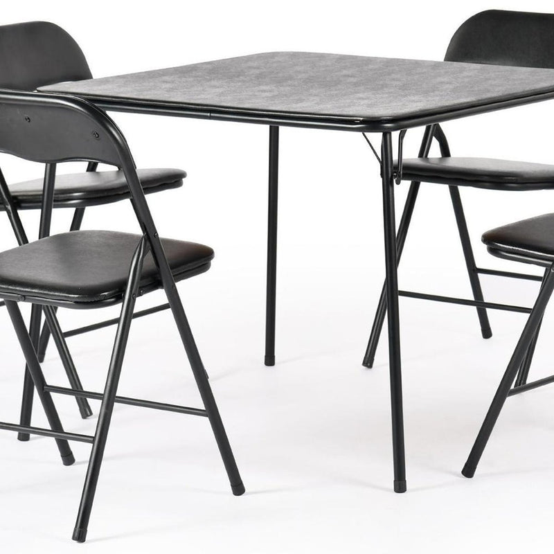 Five Piece Black Square Wood Dining Set with Four Chairs