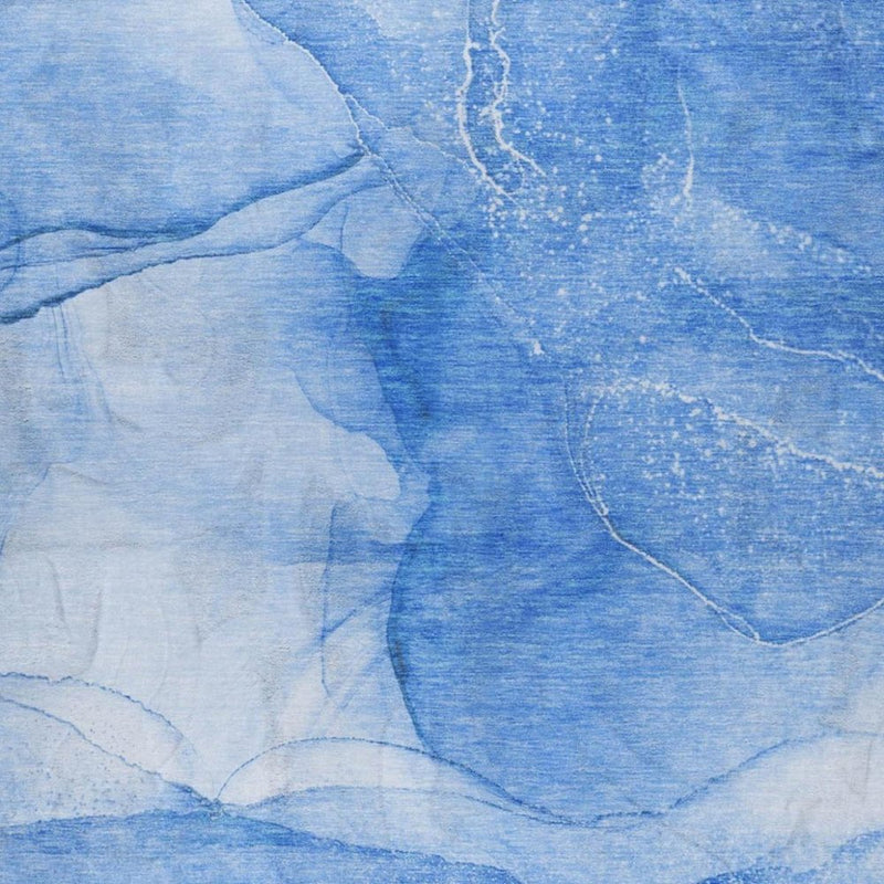 10' X 14' Blue And Denim Blue Abstract Shag Washable Area Rug With UV Protection