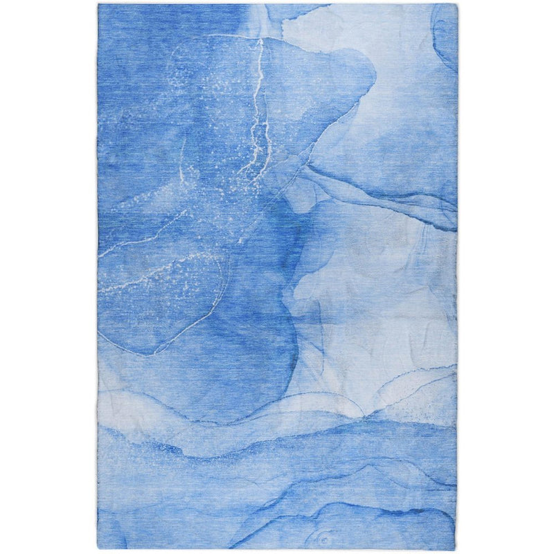 10' X 14' Blue And Denim Blue Abstract Shag Washable Area Rug With UV Protection