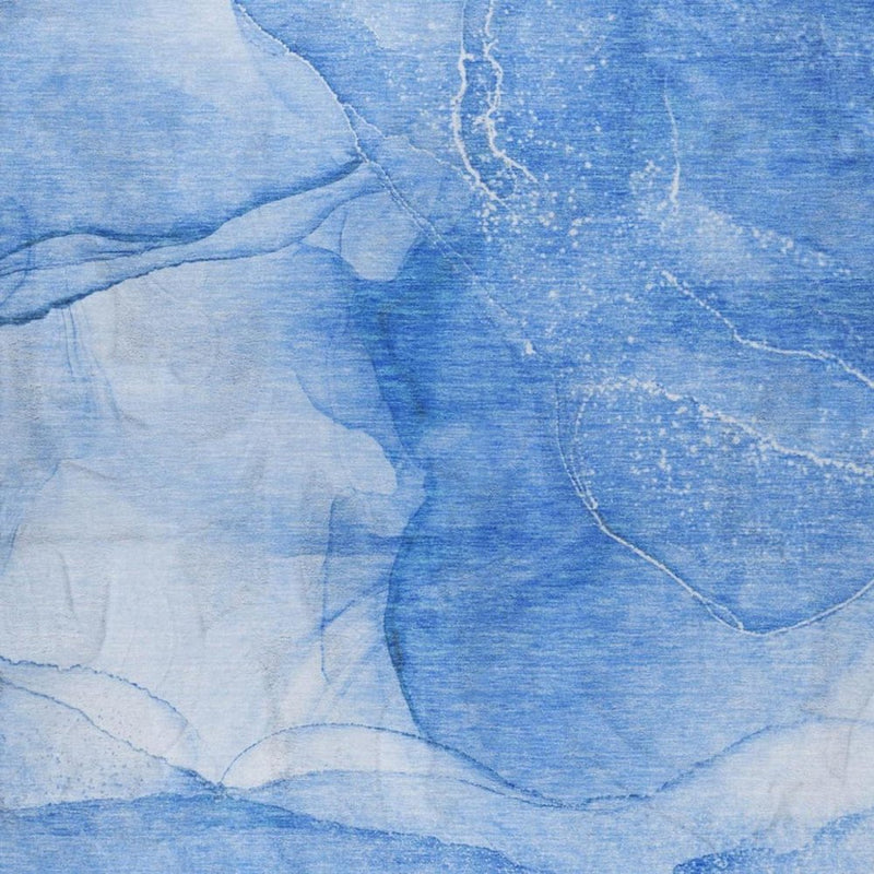 10' X 14' Blue And Denim Blue Abstract Shag Washable Area Rug With UV Protection