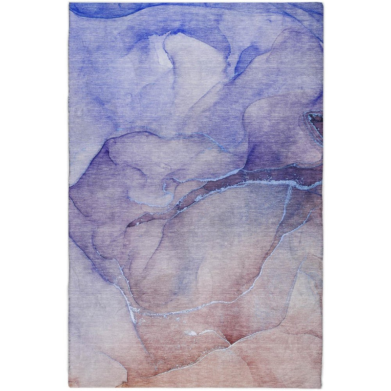 9' X 12' Navy Blue And Blue Abstract Shag Washable Area Rug With UV Protection