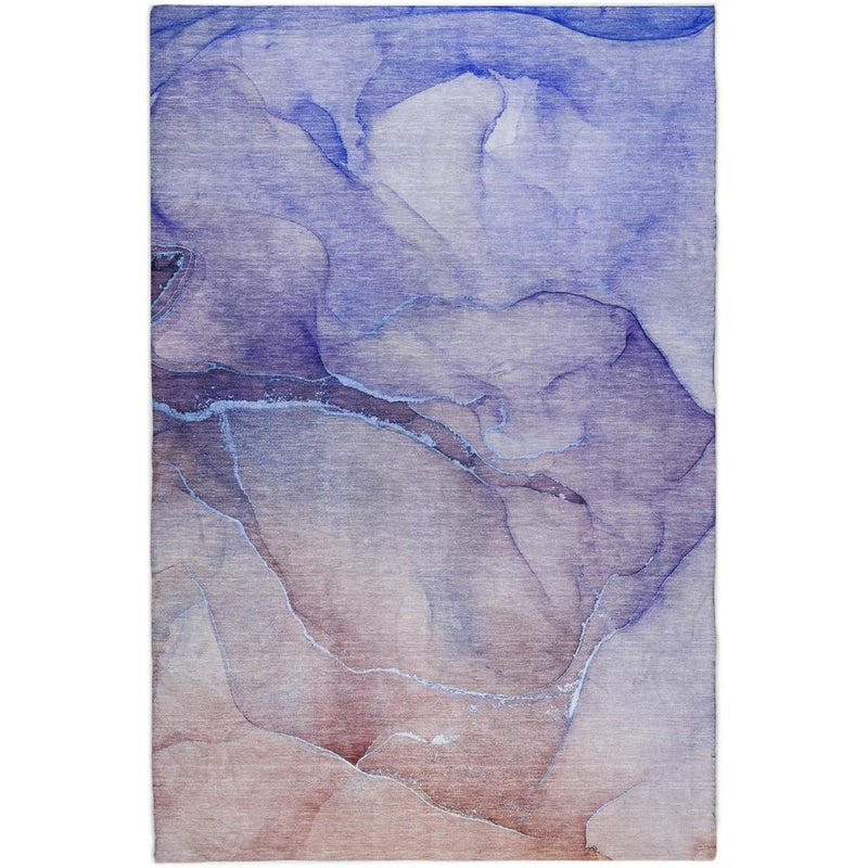 9' X 12' Navy Blue And Blue Abstract Shag Washable Area Rug With UV Protection