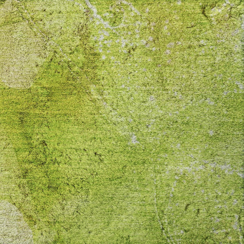 8' Green And Lime Green Abstract Shag Washable Round Rug With UV Protection