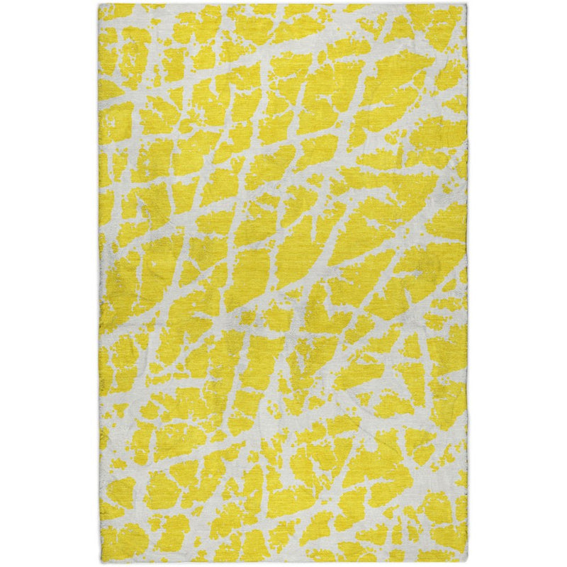 3' X 5' Yellow And Ivory Geometric Shag Washable Area Rug With UV Protection