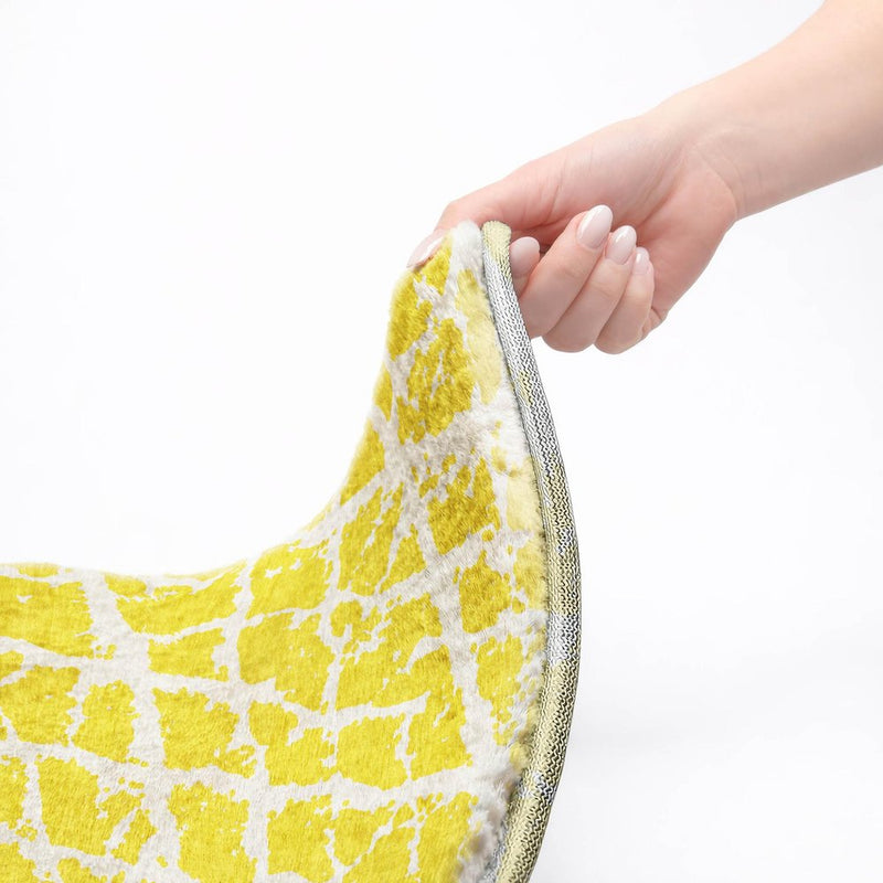 3' X 5' Yellow And Ivory Geometric Shag Washable Area Rug With UV Protection