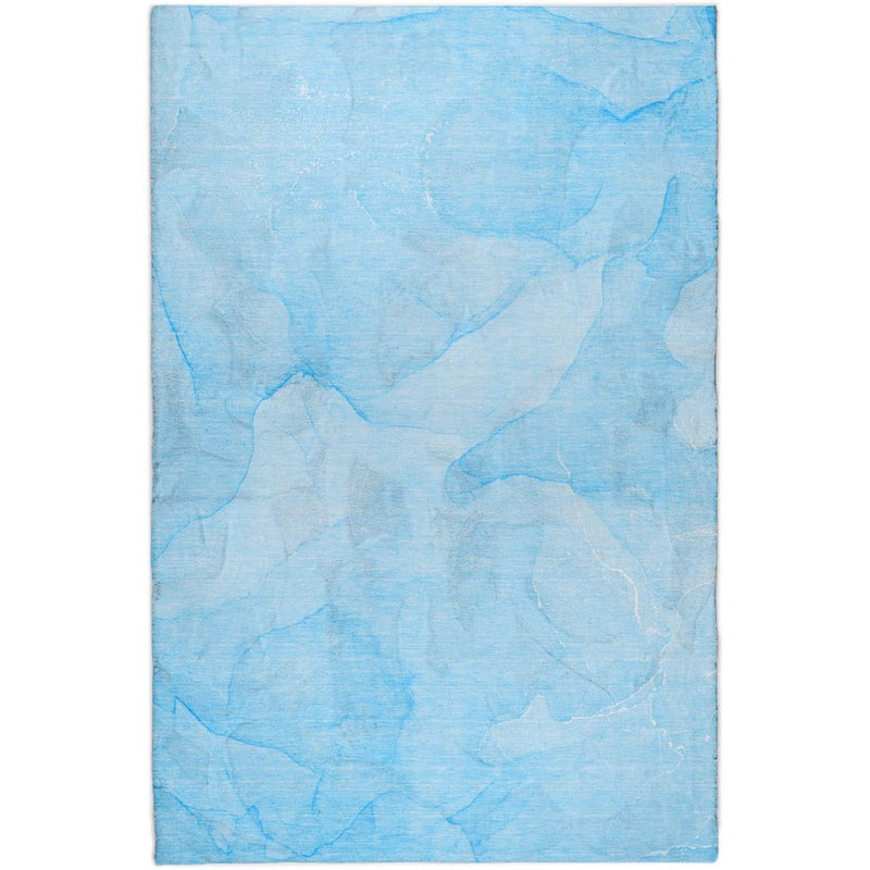 9' X 12' Blue And Denim Blue Abstract Shag Washable Area Rug With UV Protection