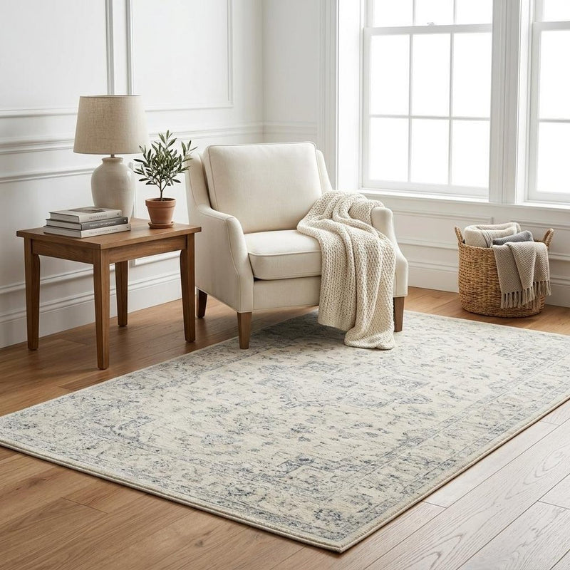 5' X 8' Teal And Ivory Abstract Shag Washable Area Rug With UV Protection