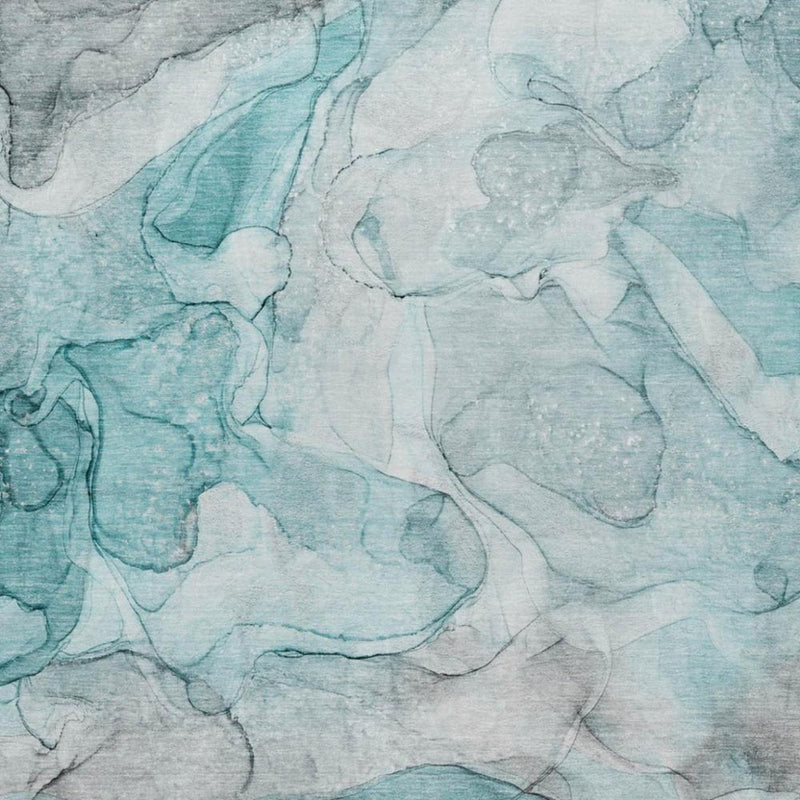 8' X 10' Teal And Gray Abstract Shag Washable Area Rug With UV Protection
