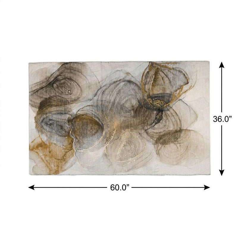 3' X 5' Brown And Ivory Abstract Shag Washable Area Rug With UV Protection