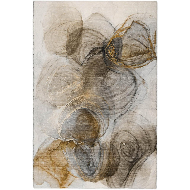 8' X 10' Brown And Ivory Abstract Shag Washable Area Rug With UV Protection
