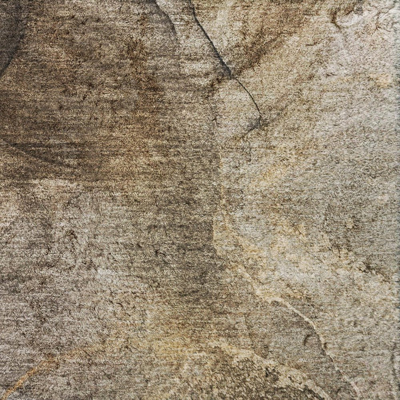 9' X 12' Brown And Ivory Abstract Shag Washable Area Rug With UV Protection