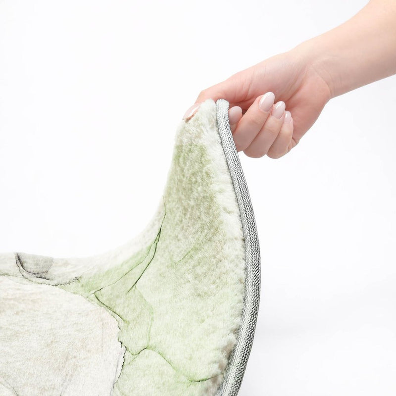 8' Green And Gray Abstract Shag Washable Round Rug With UV Protection