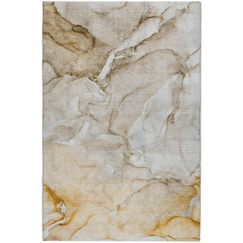 5' X 8' Brown And Taupe Abstract Shag Washable Area Rug With UV Protection