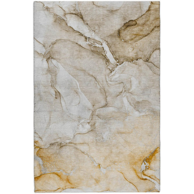 5' X 8' Brown And Taupe Abstract Shag Washable Area Rug With UV Protection