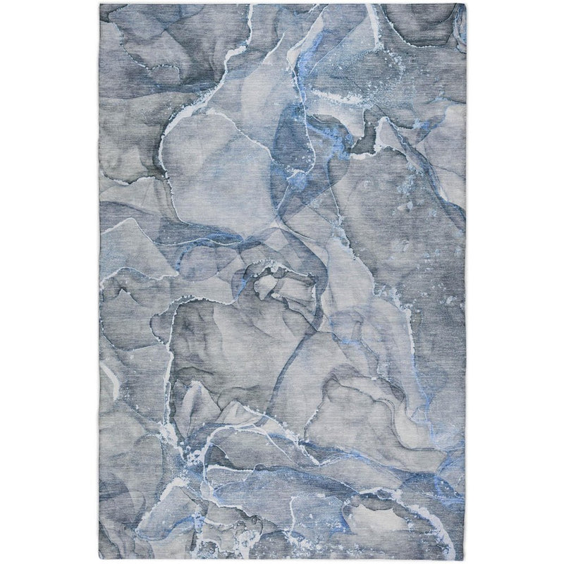 9' X 12' Blue And Gray Abstract Shag Washable Area Rug With UV Protection