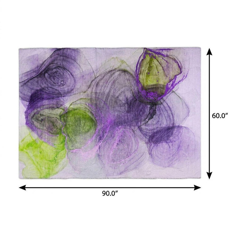 5' X 8' Purple And Lavender Abstract Shag Washable Area Rug With UV Protection