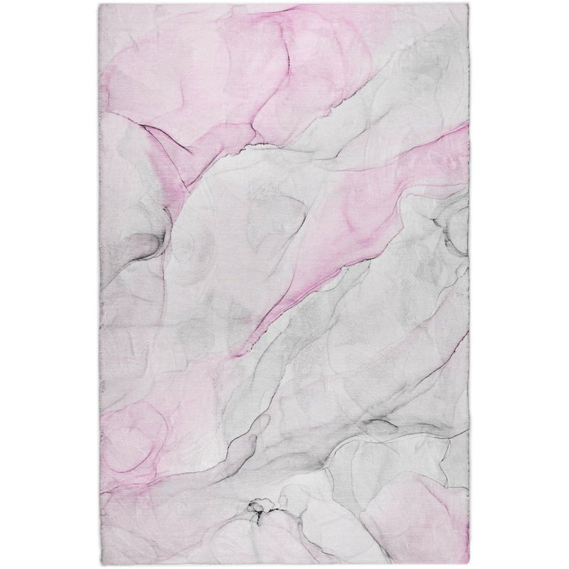 8' X 10' Pink And Gray Abstract Shag Washable Area Rug With UV Protection