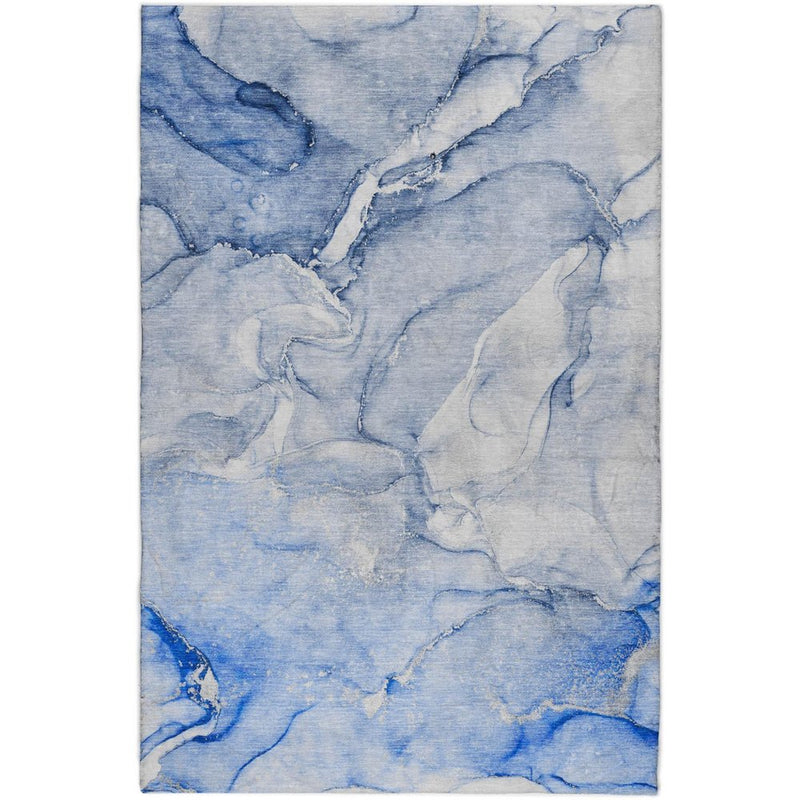 8' X 10' Navy Blue And Blue Abstract Shag Washable Area Rug With UV Protection