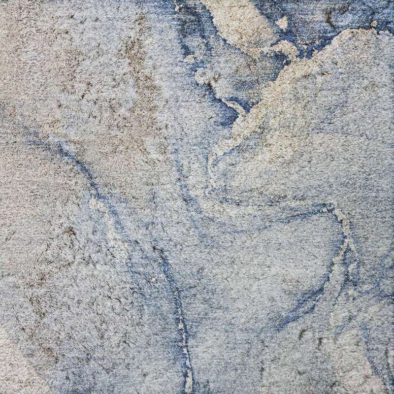 8' X 10' Navy Blue And Blue Abstract Shag Washable Area Rug With UV Protection
