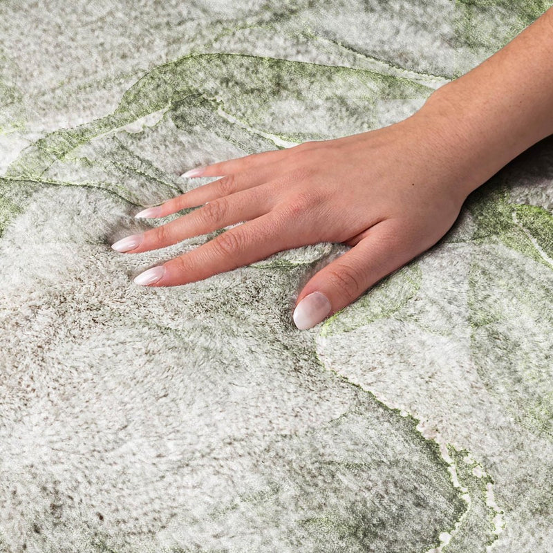 10' X 14' Green And Lime Green Abstract Shag Washable Area Rug With UV Protection