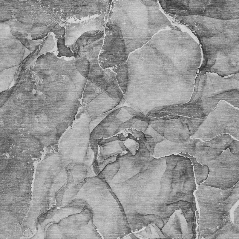 3' X 5' Pewter And Gray Abstract Shag Washable Area Rug With UV Protection