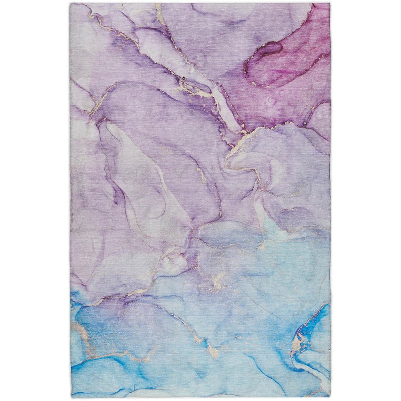 3' X 5' Purple And Plum Abstract Shag Washable Area Rug With UV Protection