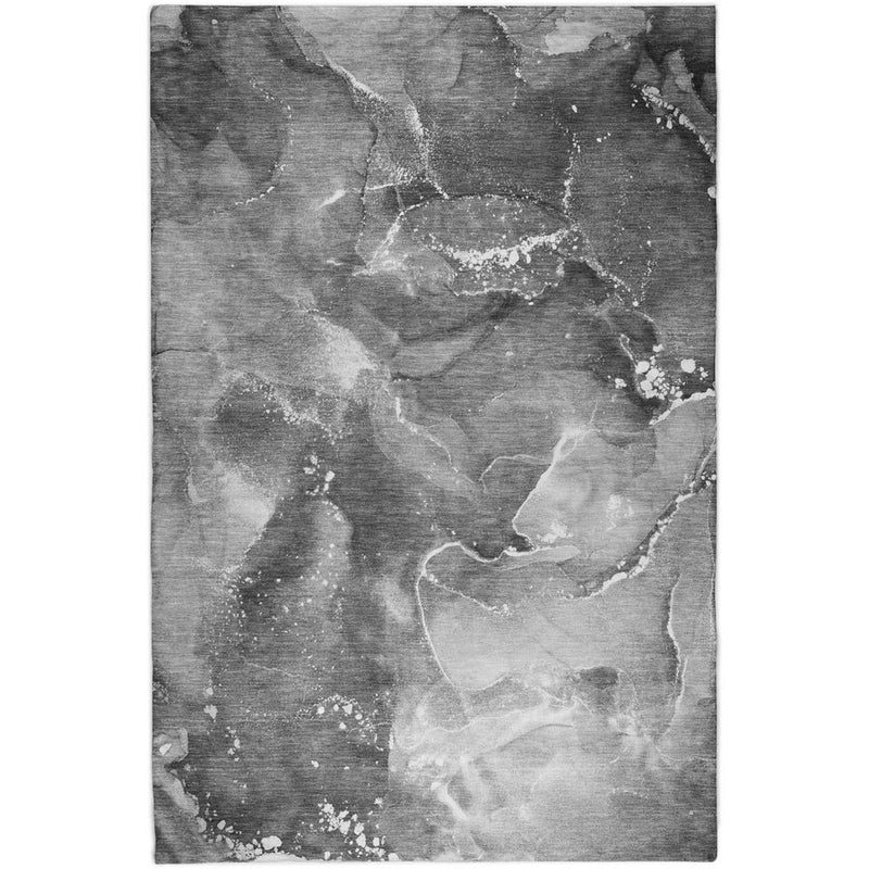 3' X 5' Gray And Charcoal Abstract Shag Washable Area Rug With UV Protection