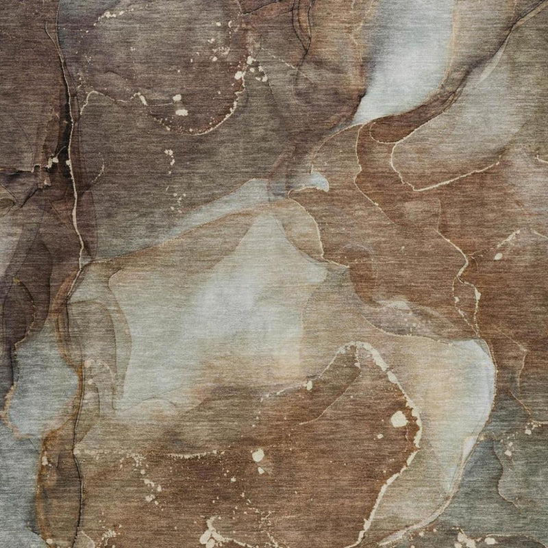 3' X 5' Brown And Chocolate Abstract Shag Washable Area Rug With UV Protection