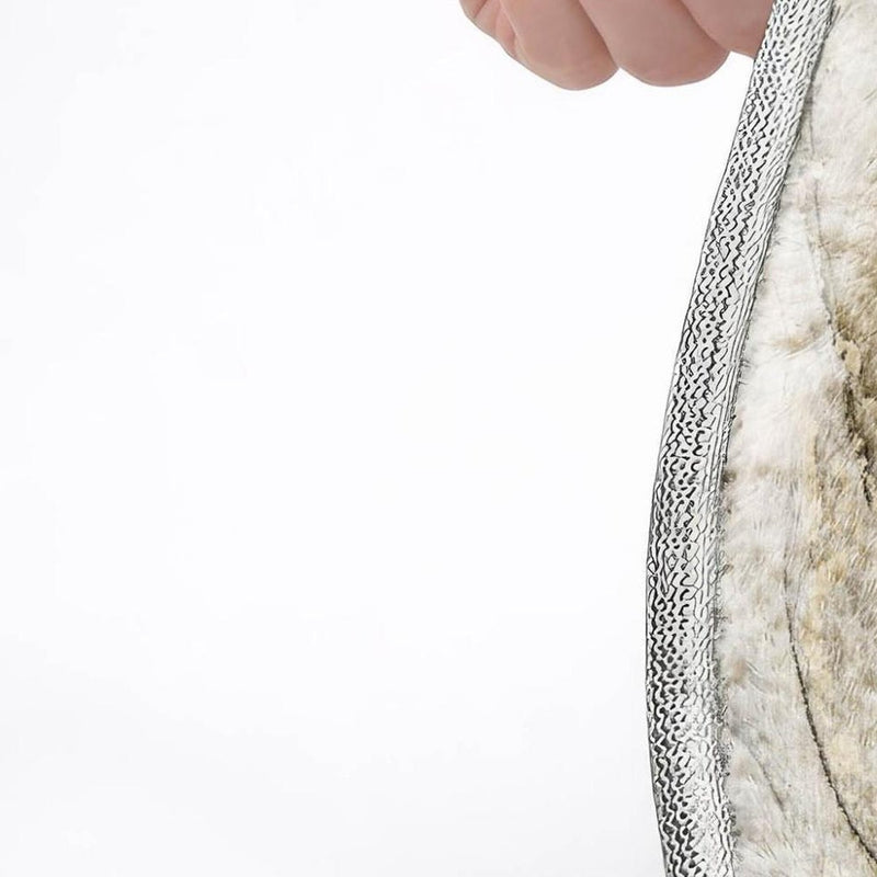 8' Beige And Taupe Abstract Shag Washable Round Rug With UV Protection