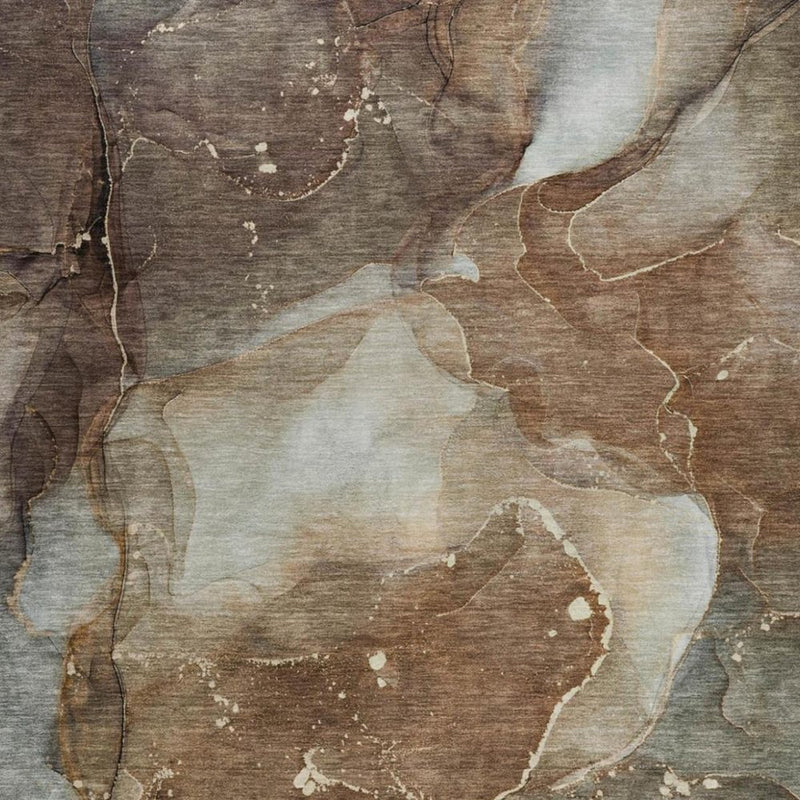 8' X 10' Brown And Chocolate Abstract Shag Washable Area Rug With UV Protection