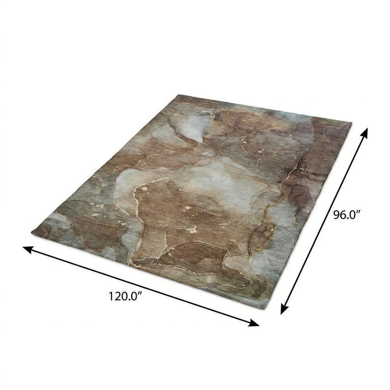 8' X 10' Brown And Chocolate Abstract Shag Washable Area Rug With UV Protection
