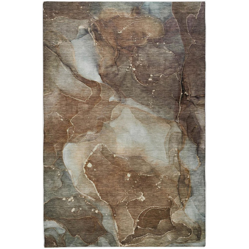 9' X 12' Brown And Chocolate Abstract Shag Washable Area Rug With UV Protection