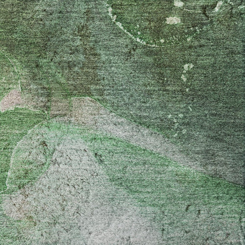 3' X 5' Emerald And Green Abstract Shag Washable Area Rug With UV Protection