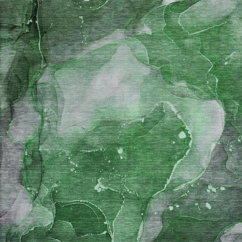 5' X 8' Emerald And Green Abstract Shag Washable Area Rug With UV Protection