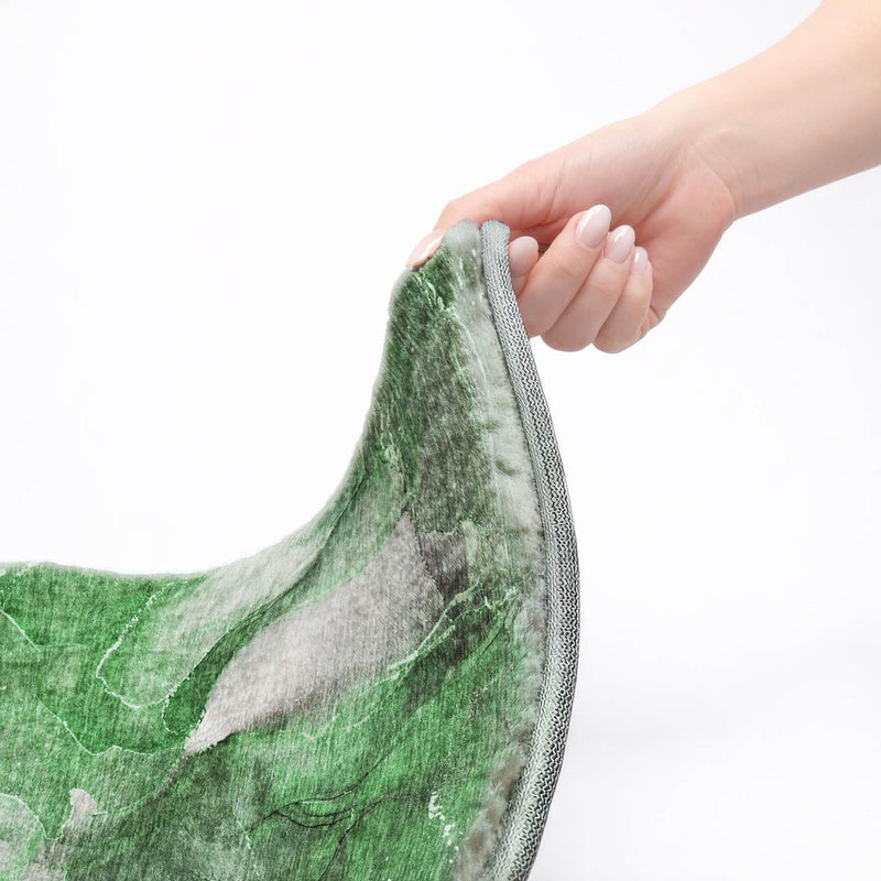 5' X 8' Emerald And Green Abstract Shag Washable Area Rug With UV Protection