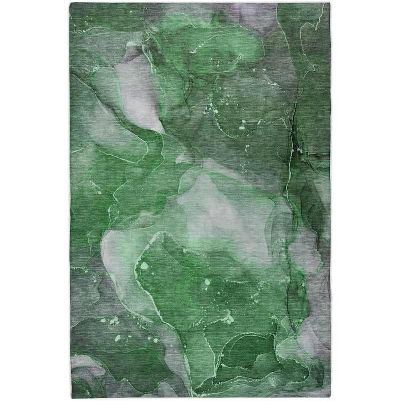 9' X 12' Emerald And Green Abstract Shag Washable Area Rug With UV Protection