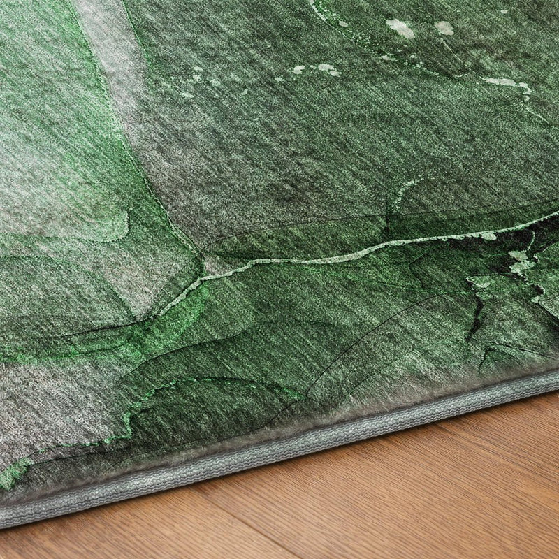 9' X 12' Emerald And Green Abstract Shag Washable Area Rug With UV Protection