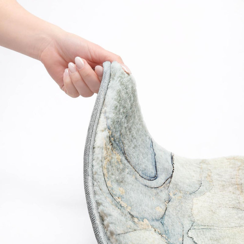 8' Sky Blue And Blue Abstract Shag Washable Round Rug With UV Protection